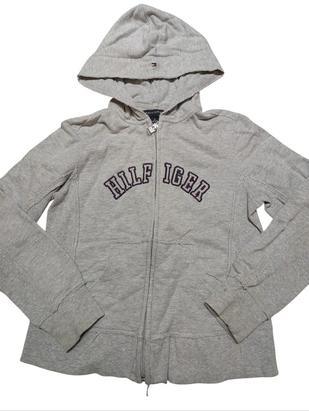 🌞4/20$ Tommy Hilfiger Light Gray Hooded Zip-Up Sweatshirt Jacket